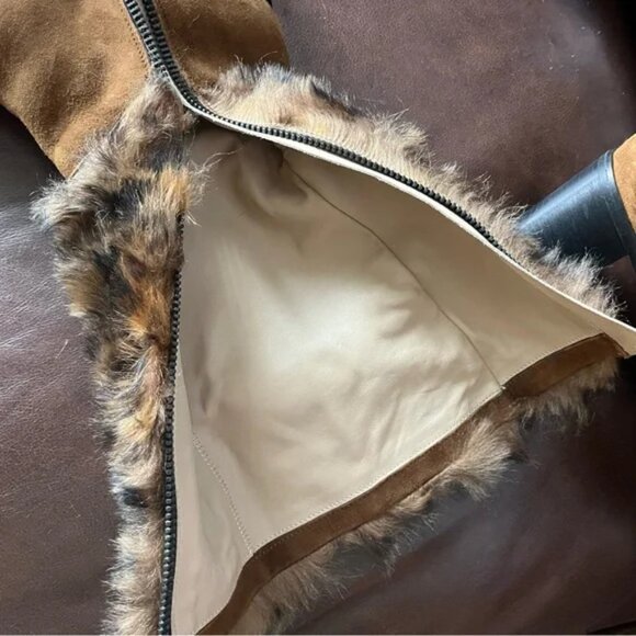 Ross & Snow All Weather Suede Printed Fur Boots NWT - Picture 4 of 8